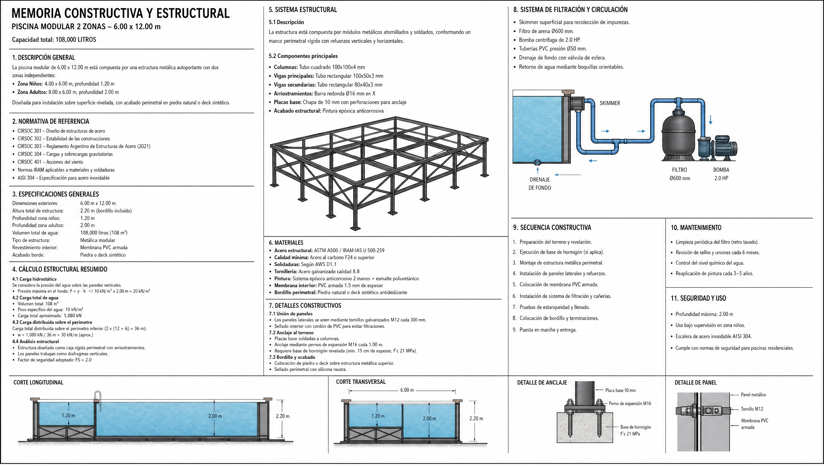 Memoria constructiva y estructural Piscina Modular 6 x 12 m